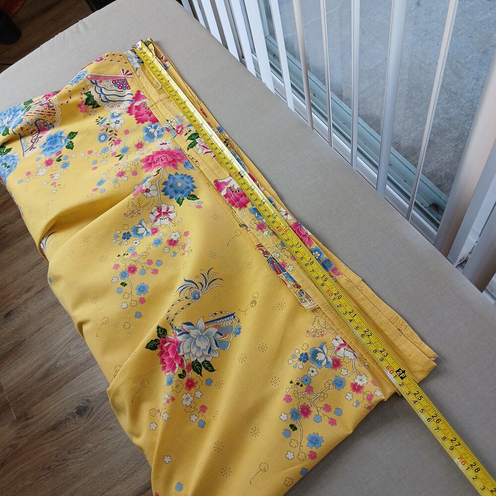 Yellow Floral Maxi Wrap Skirt Plus size OSFM cotton A-line circle Thailand - Picture 13 of 14